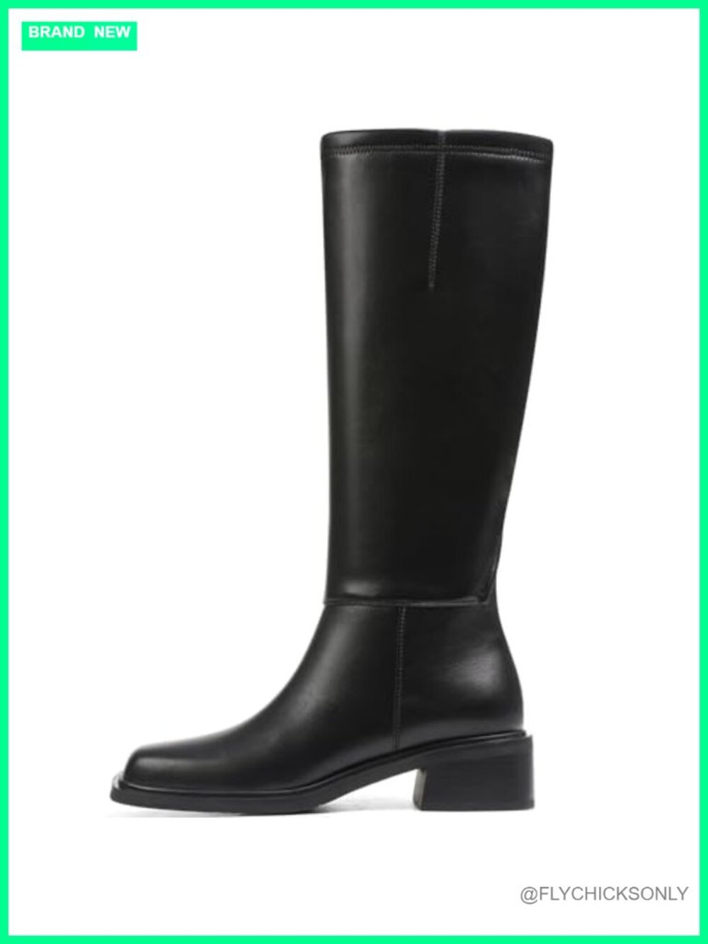 Women's Knee High Boots Square Toe Chunky Block Low Heels Tall Faux Leather